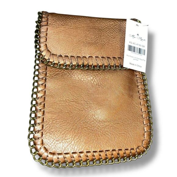 Muse Royale Link Chain Crossbody Mini Bag Flap Top Snap Closure Gunmetal 25" - Picture 2 of 9